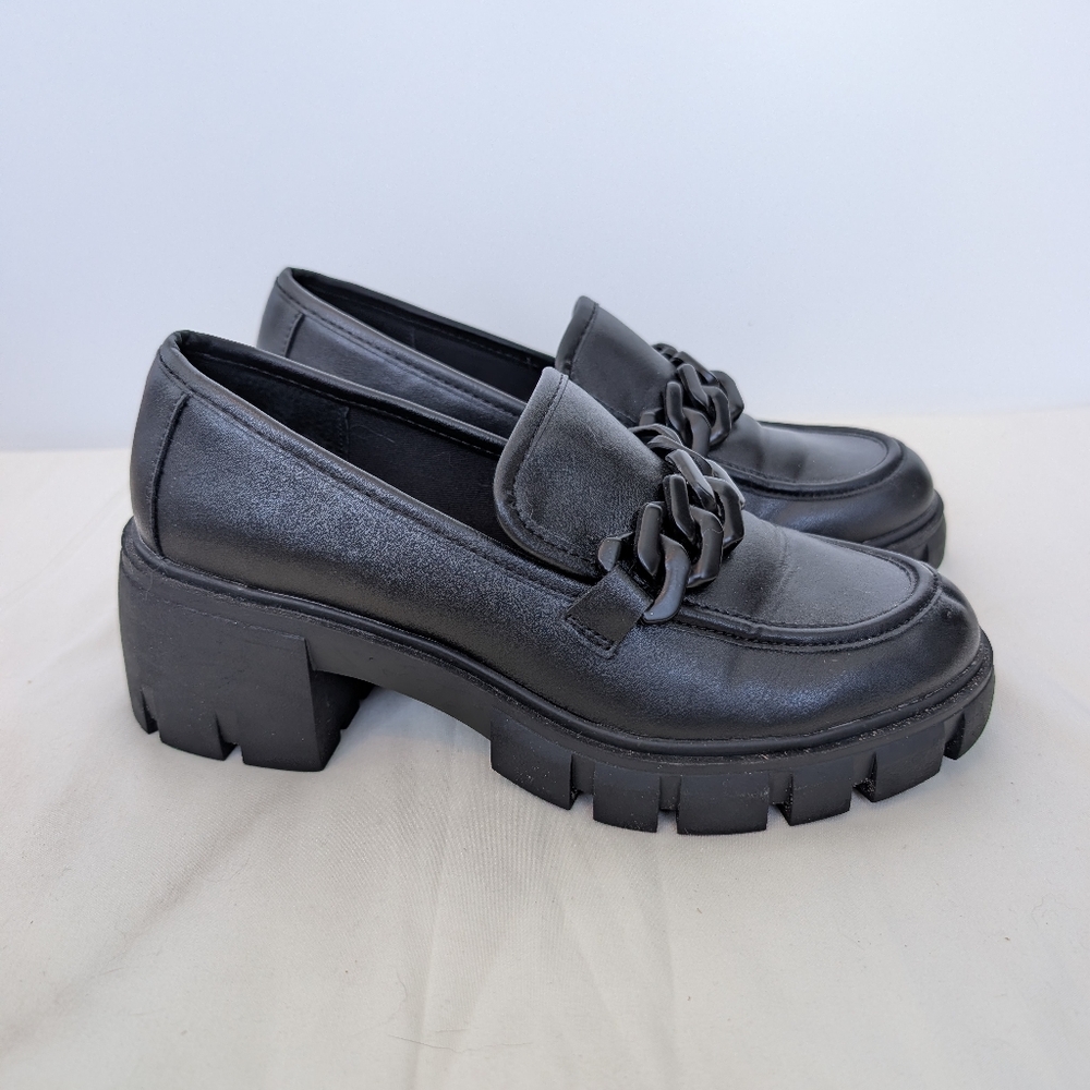 madden girl Hastings Black Chunky Loafers Sz 7